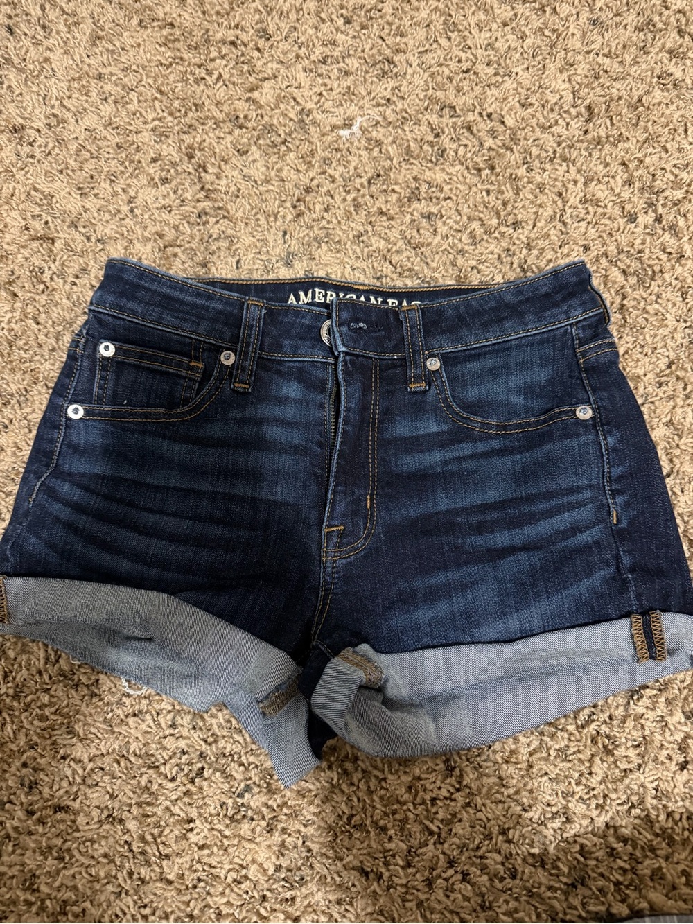 American Eagle Dark Blue Denim Super Stretch Roll-Cuff Women's Shorts size 2